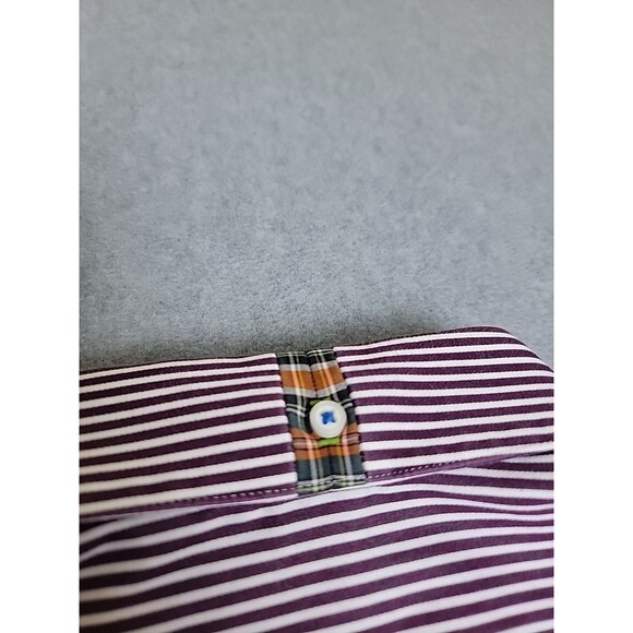 Robert Graham Shirt Mens 2XL Brown Stripe Flip Cuffs Blue Ribbon Long Sleeve - Picture 12 of 13